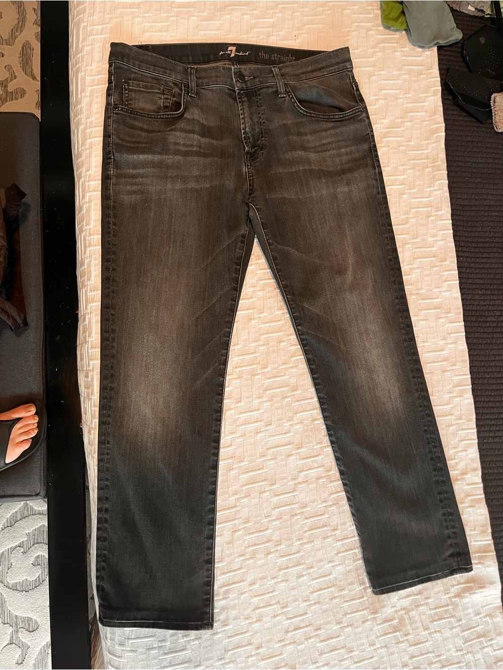 7 For All Mankind Men's Charcoal Black Straight Jeans